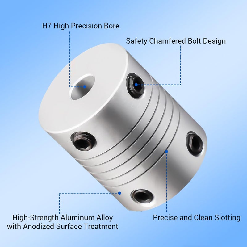 BORDSTRACT 3mm to 6.35mm Flexible Beam Coupling, D16 L23 Shaft Coupling Motor Coupler Aluminium Joint Connector for 3D Printer CNC Machine DIY Encoder - Image 3